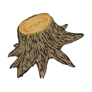 An isolated tree stump cartoon style