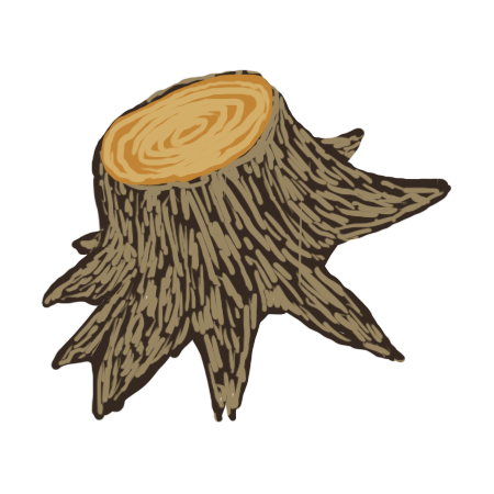 An isolated tree stump cartoon style