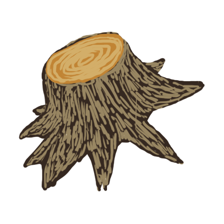 A cartoon stump